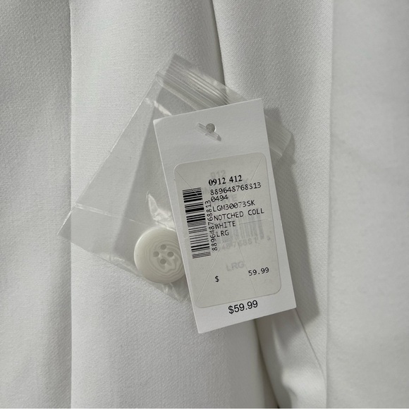 NWT Saks Fifth Avenue White Single Button Blazer Notched Collar Fully Lined L - Picture 9 of 14